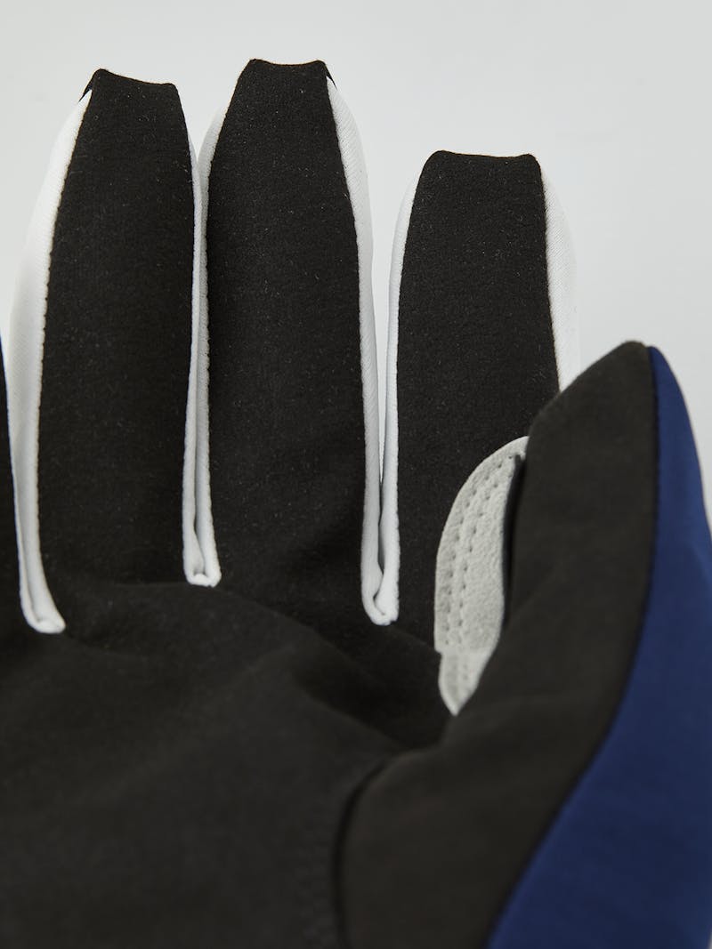 Dark blue and red fabric cross-country ski glove with black synthetic suede palm (4 of 6)