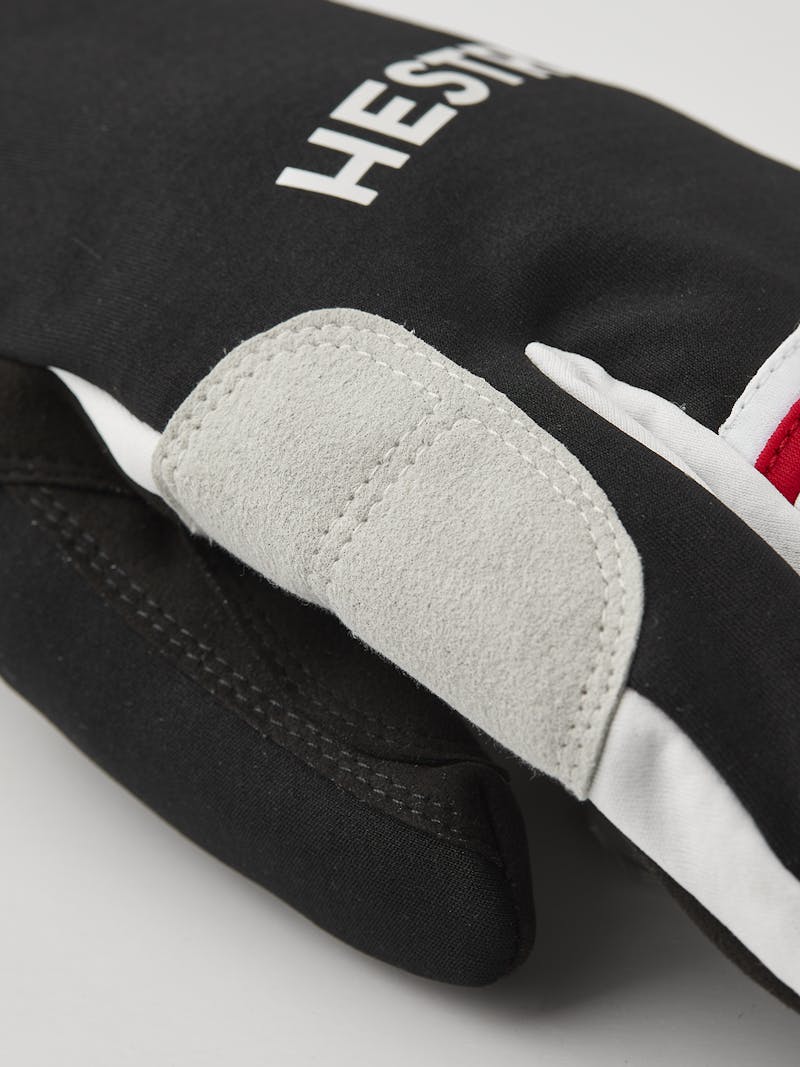 Black fabric three finger glove with black synthetic suede palm  (2 of 6)