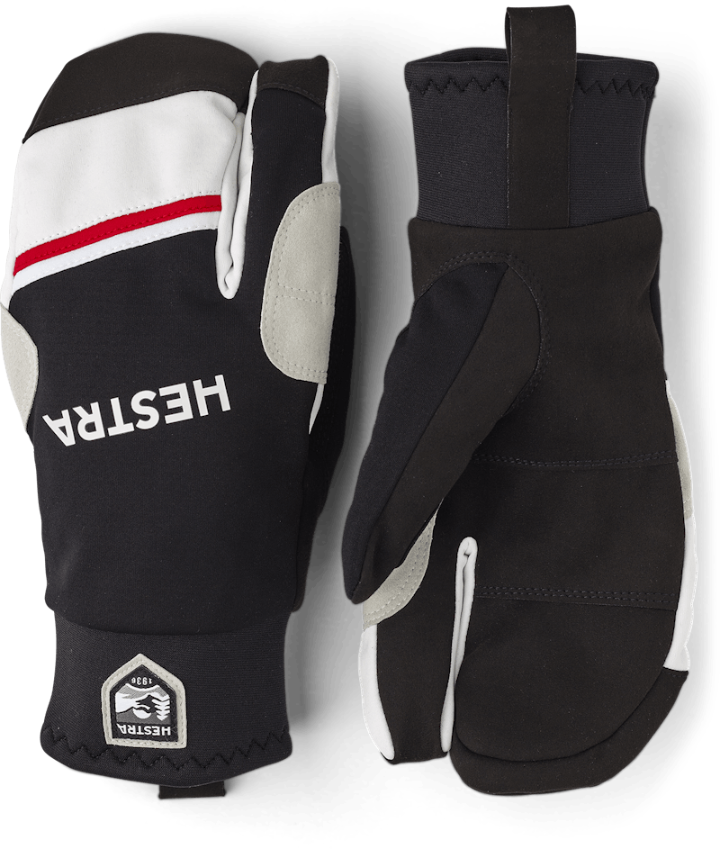 Black fabric three finger glove with black synthetic suede palm  (1 of 6)