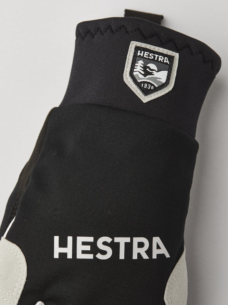 Black fabric three finger glove with black synthetic suede palm  (5 of 6)
