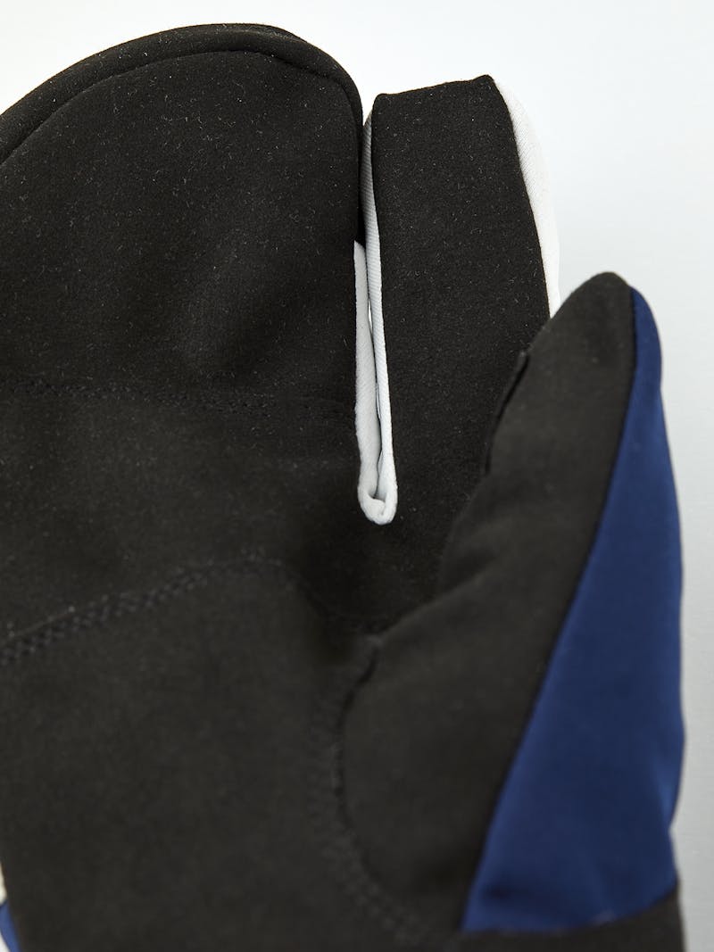 Dark blue and red fabric three finger glove with black synthetic suede palm (6 of 6)