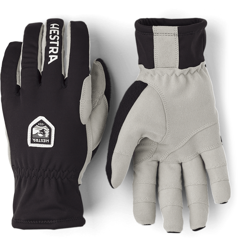 Black fabric cross-country ski glove with gray synthetic suede palm (1 of 4)
