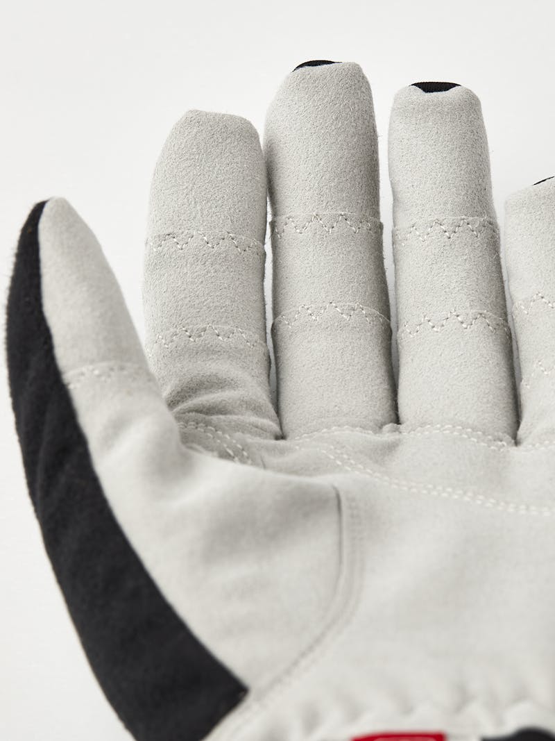 White fabric cross-country ski glove with gray synthetic suede palm (4 of 7)