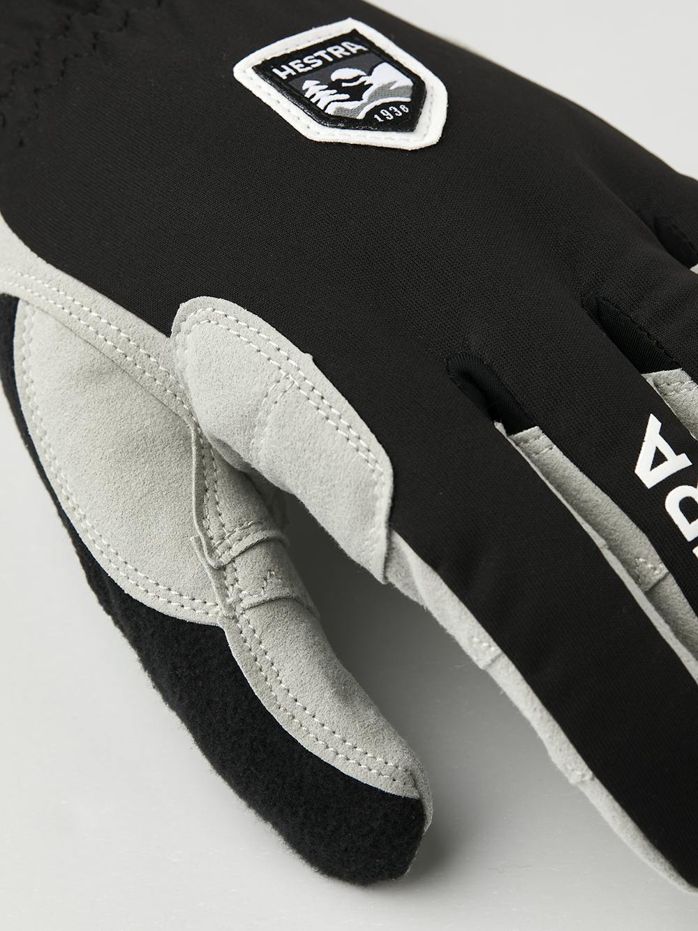 Black fabric cross-country ski glove with gray synthetic suede palm (4 of 4)