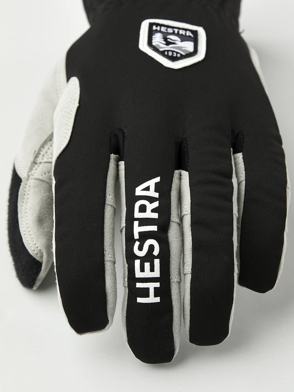 Black fabric cross-country ski glove with gray synthetic suede palm (3 of 4)