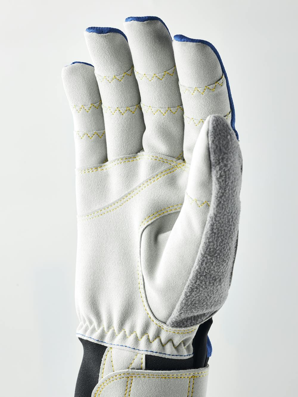 Royal blue fabric cross-country ski glove with gray synthetic suede palm (2 of 5)