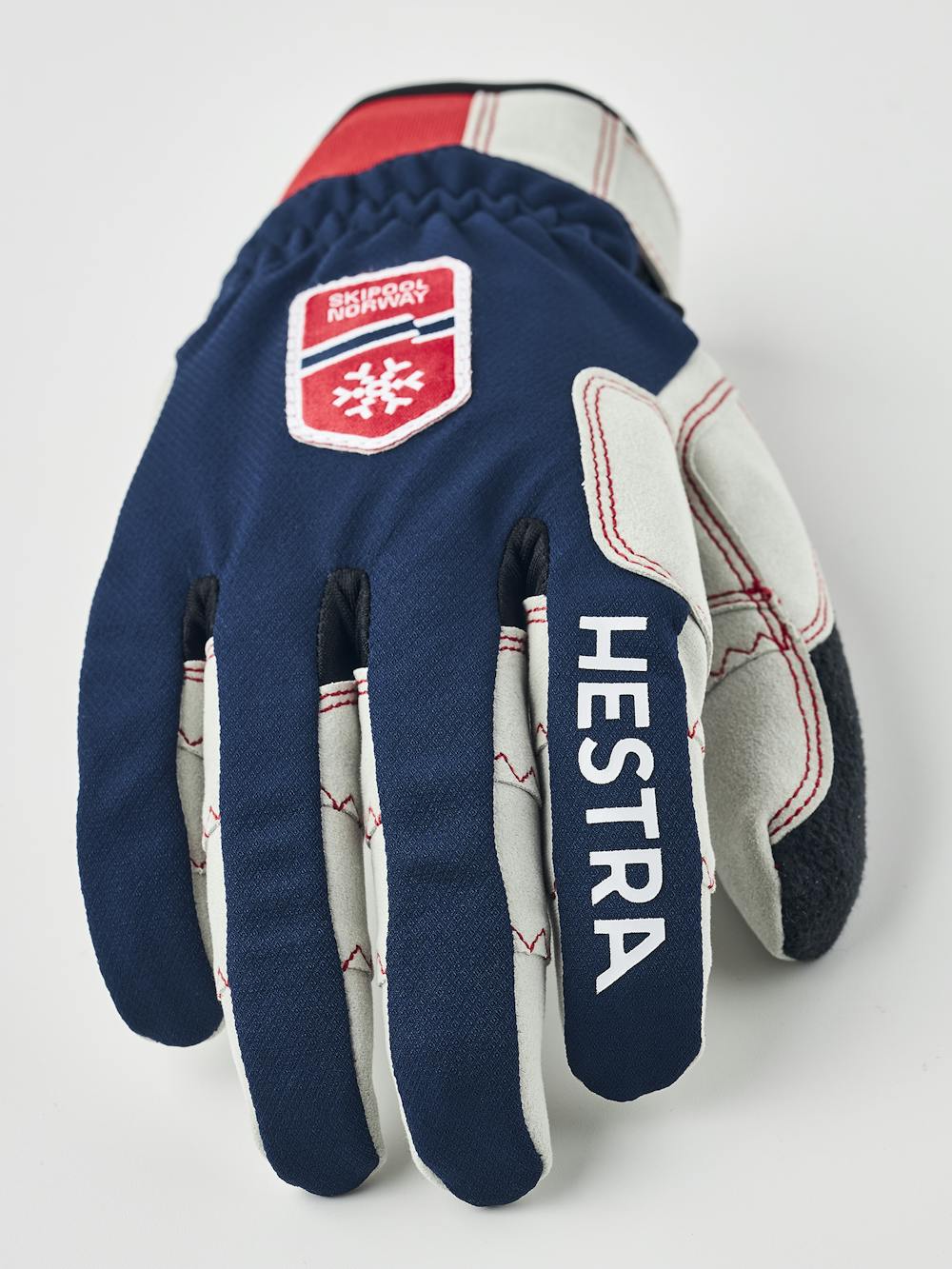 Dark blue fabric cross-country ski glove with gray synthetic suede palm (4 of 5)
