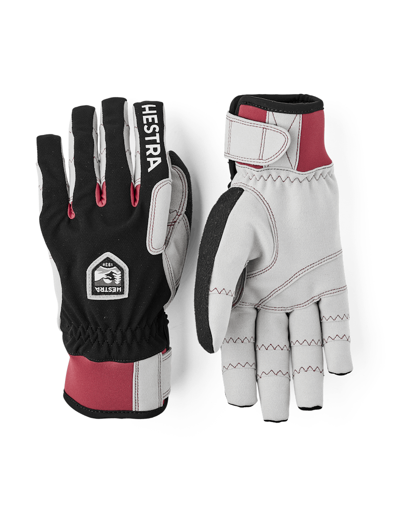 Black fabric cross-country ski glove with gray synthetic suede palm (1 of 5)
