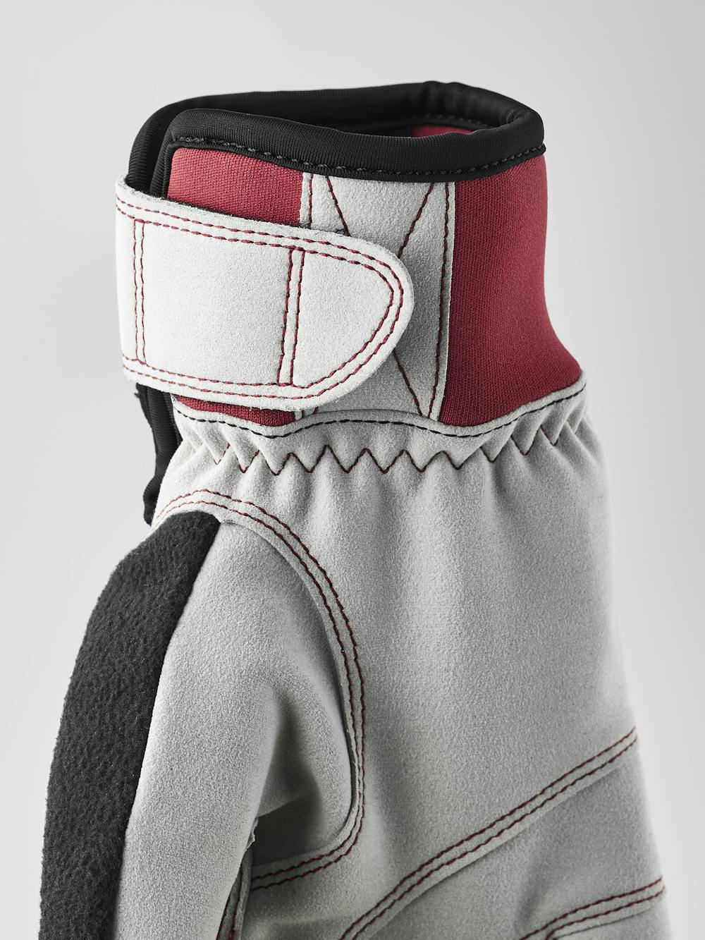 Black fabric cross-country ski glove with gray synthetic suede palm (3 of 5)