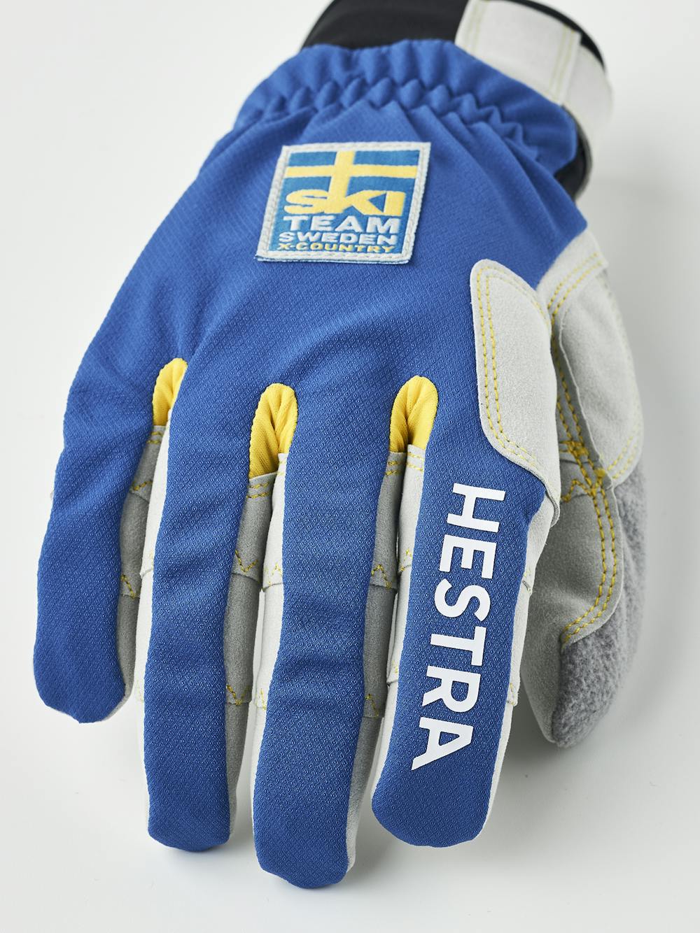 Royal blue fabric cross-country ski glove with gray synthetic suede palm (4 of 5)