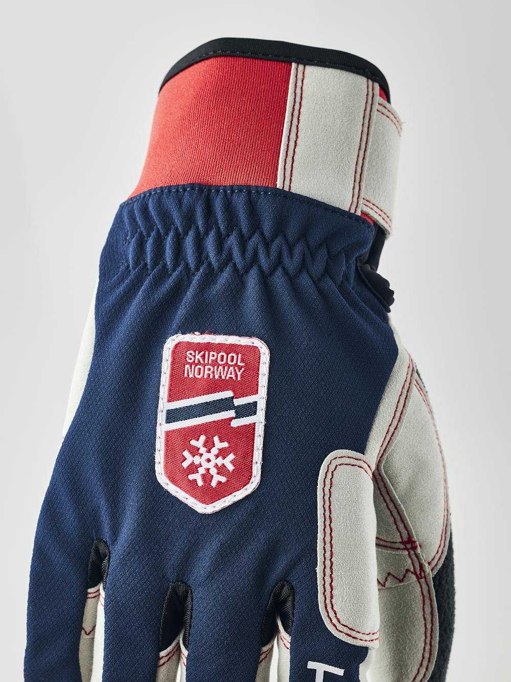 Dark blue fabric cross-country ski glove with gray synthetic suede palm (5 of 5)