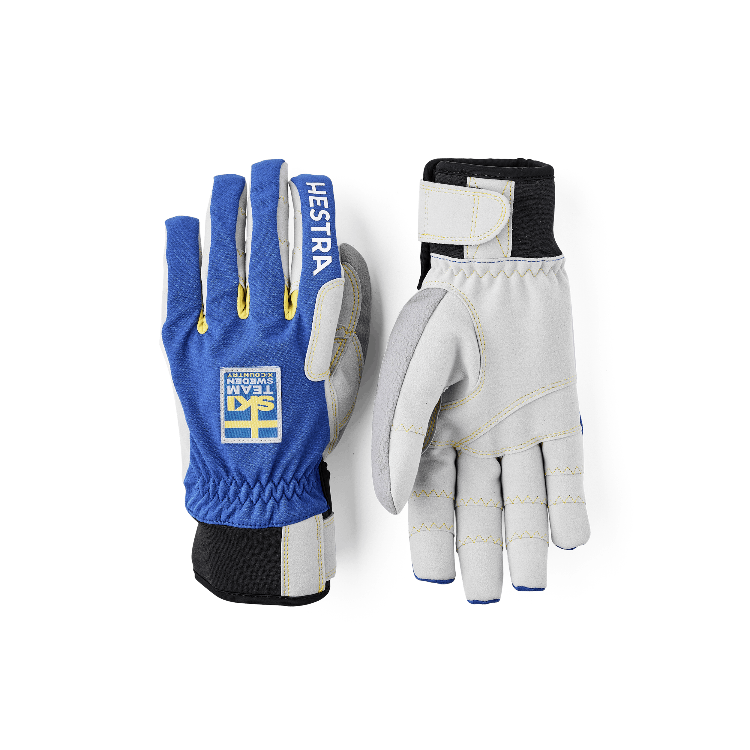Royal blue fabric cross-country ski glove with gray synthetic suede palm (1 of 5)