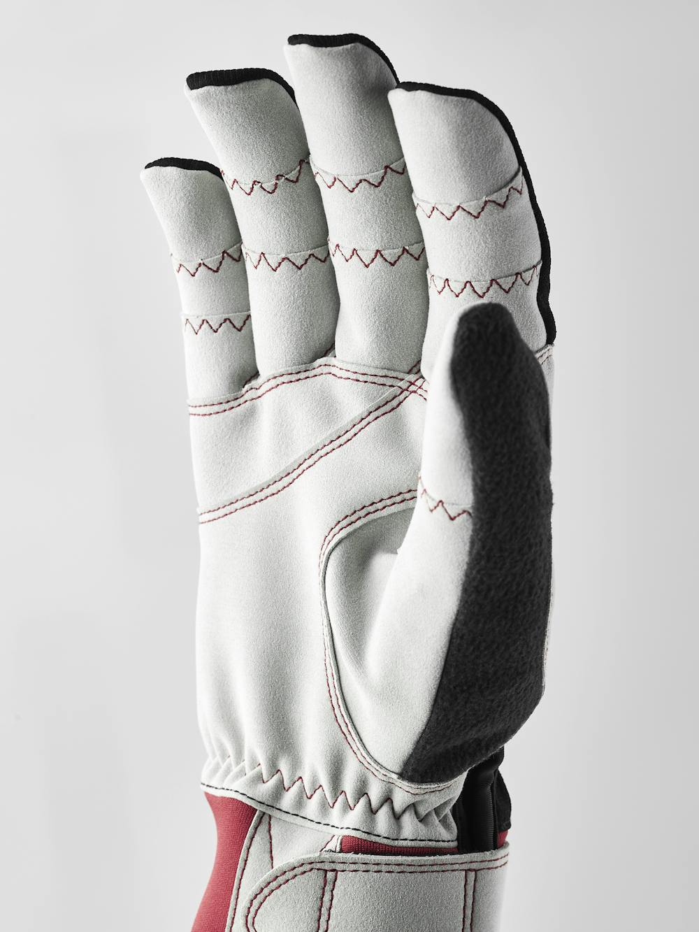 Black fabric cross-country ski glove with gray synthetic suede palm (2 of 5)