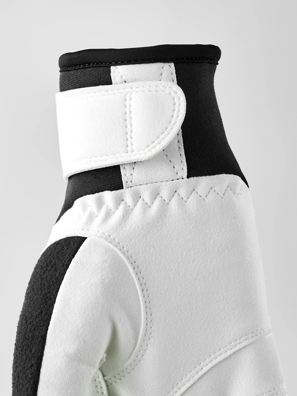 Black fabric cross-country ski glove with white synthetic suede palm (3 of 5)