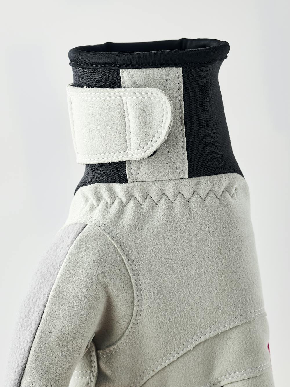 Pink fabric cross-country ski glove with gray synthetic suede palm (3 of 6)