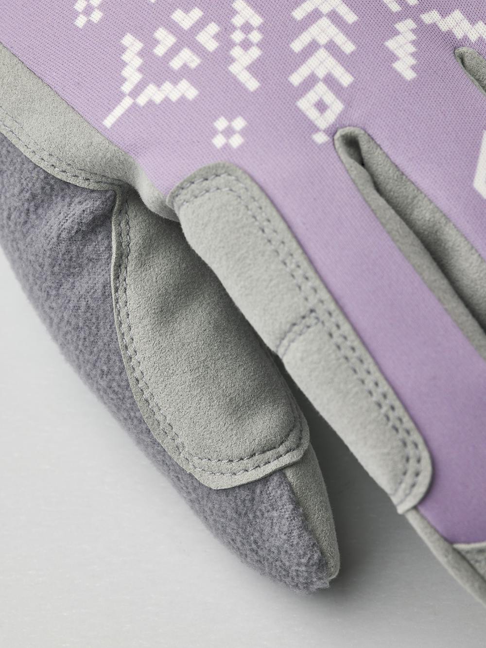 Light purple print fabric cross-country ski glove with white palm (4 of 7)