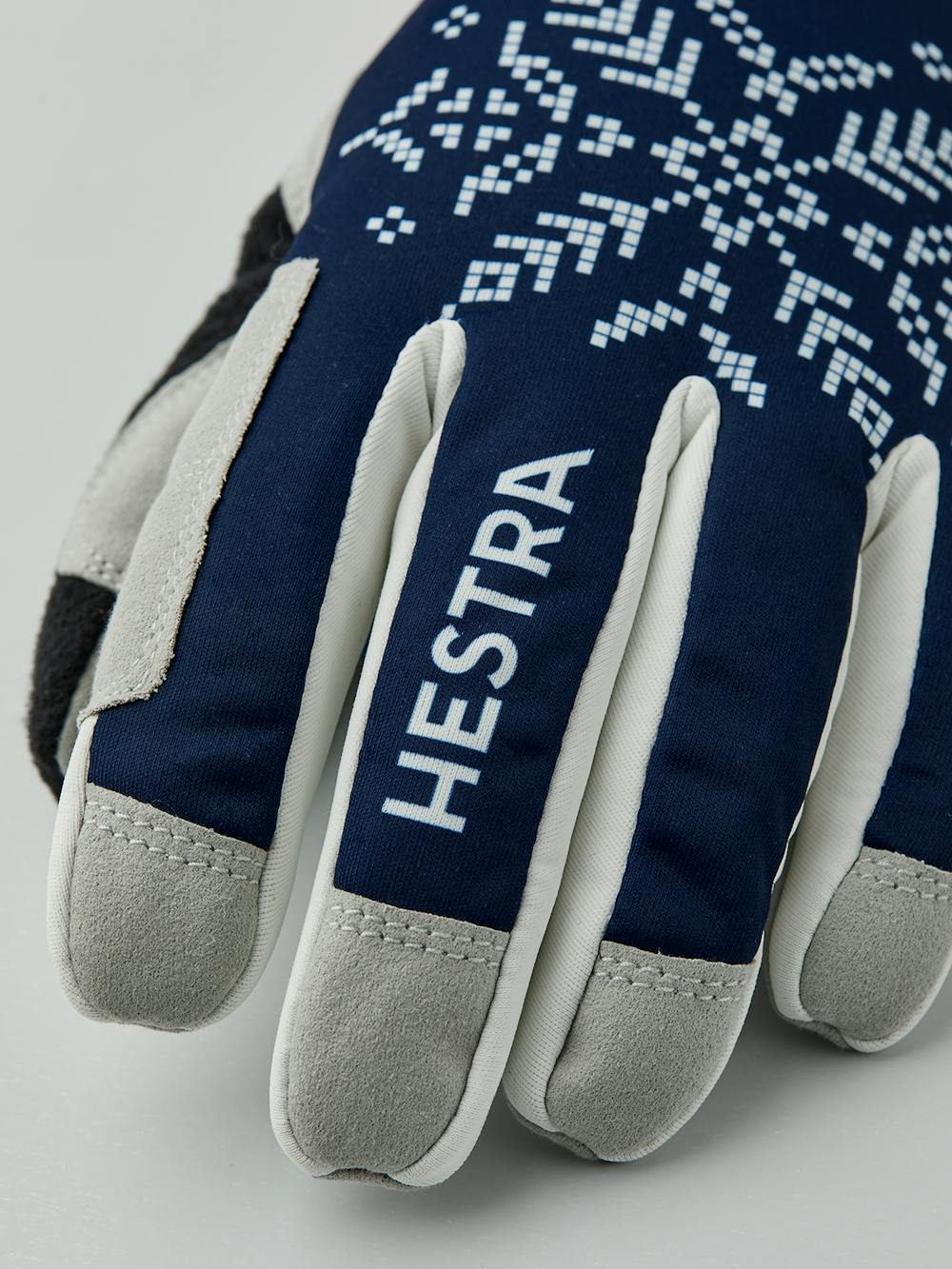 Dark blue print fabric cross-country ski glove with gray palm (2 of 5)