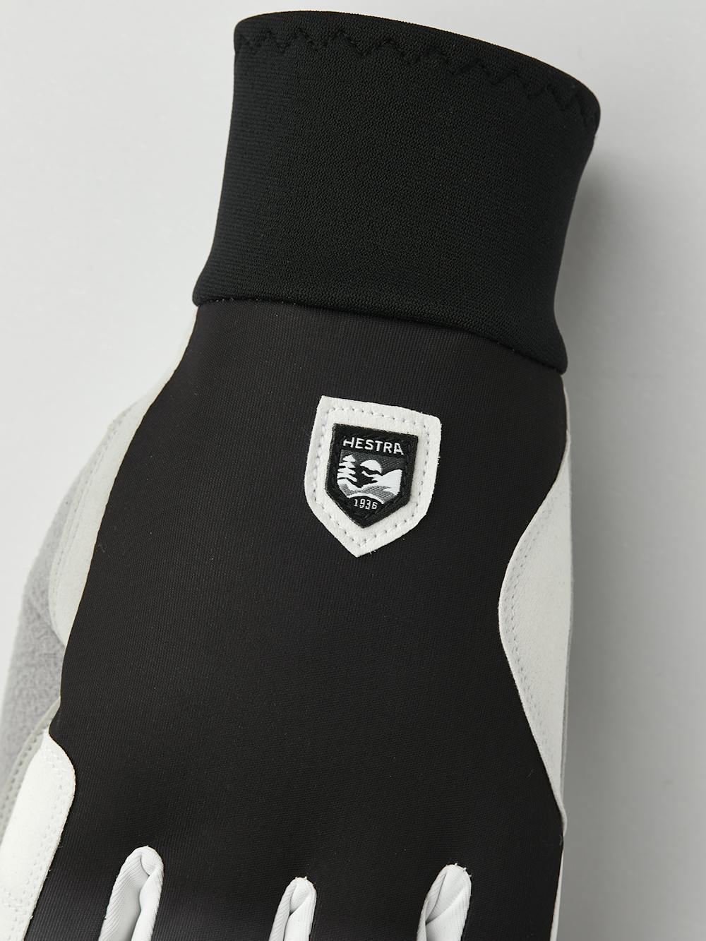 Black fabric cross-country ski glove with gray synthetic suede palm (4 of 5)