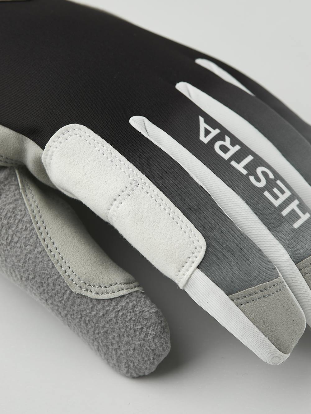 Black fabric cross-country ski glove with gray synthetic suede palm (2 of 5)