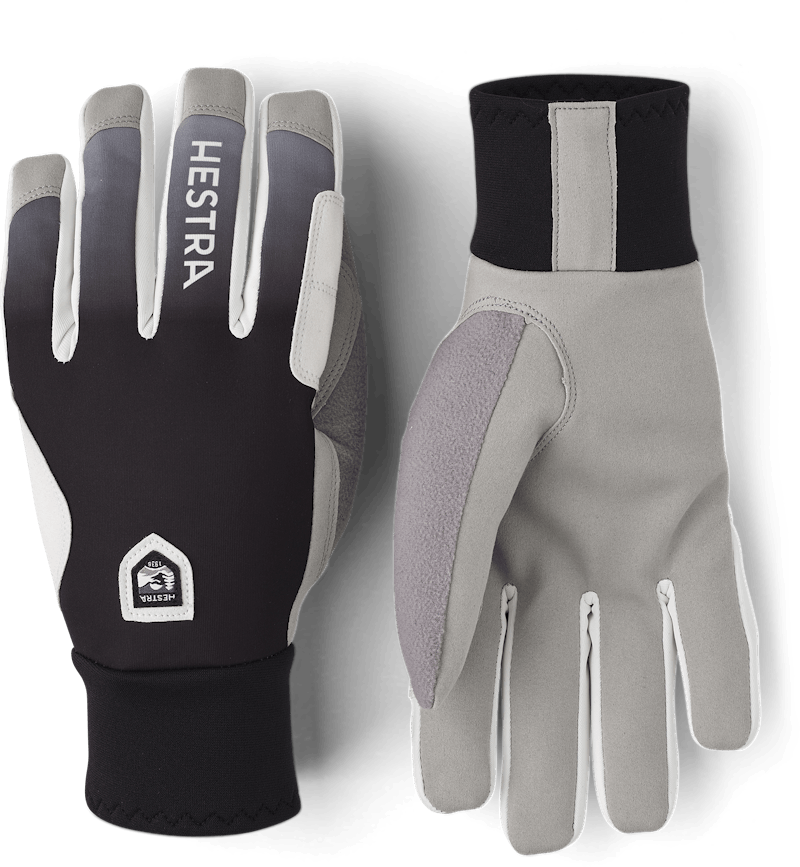 Black fabric cross-country ski glove with gray synthetic suede palm (1 of 5)