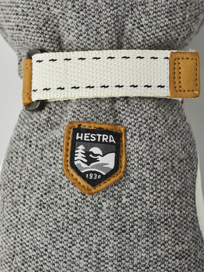 Gray cross-country ski glove with white goat leather palm and wrist adjustment  (5 of 5)