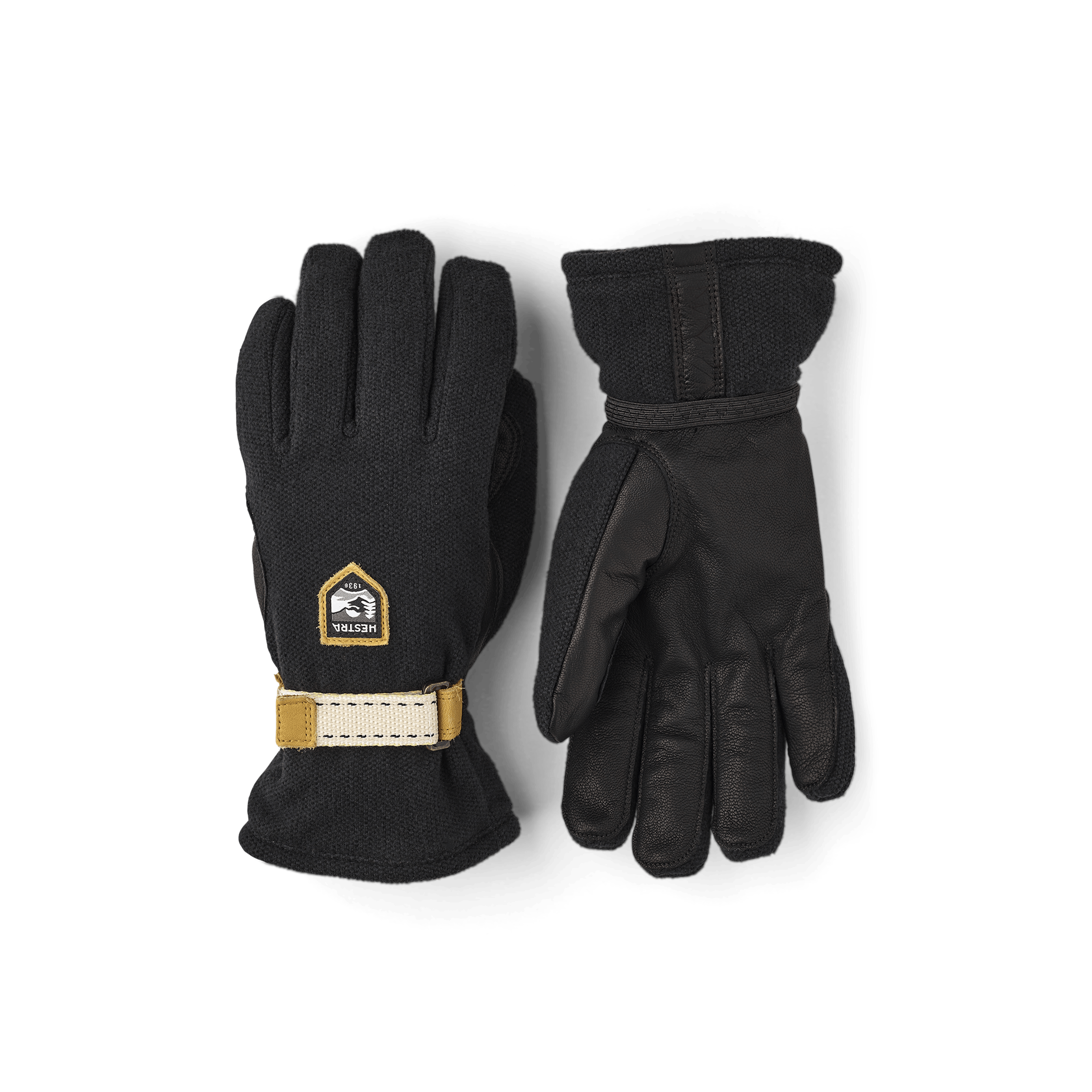 Schwarzer Langlaufhandschuh mit Ziegenleder an der Innenhand und verstellbarem Handgelenkverschluss (1 oder 5)