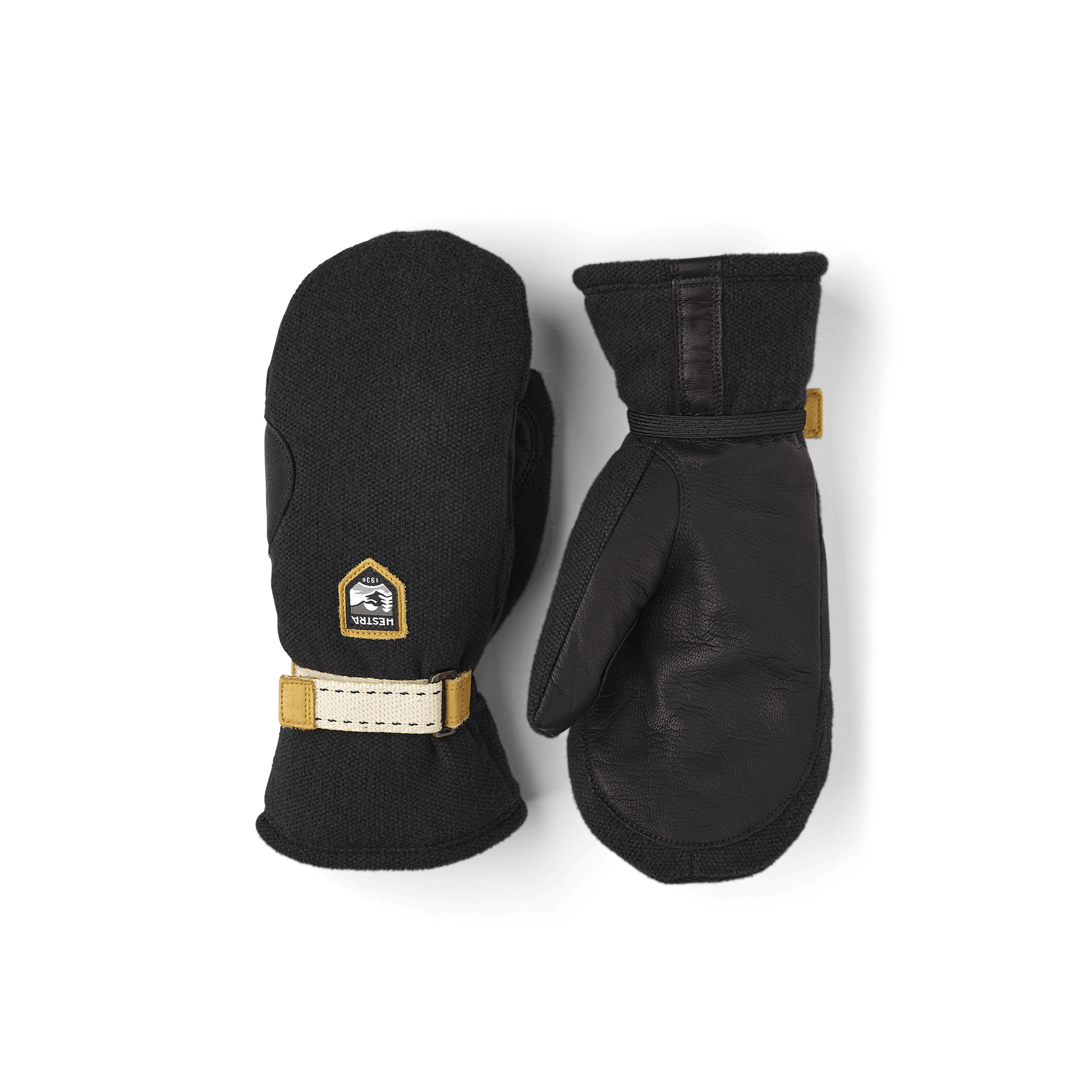 Black mitten with goat leather palm and wrist adjustment (1 of 5)