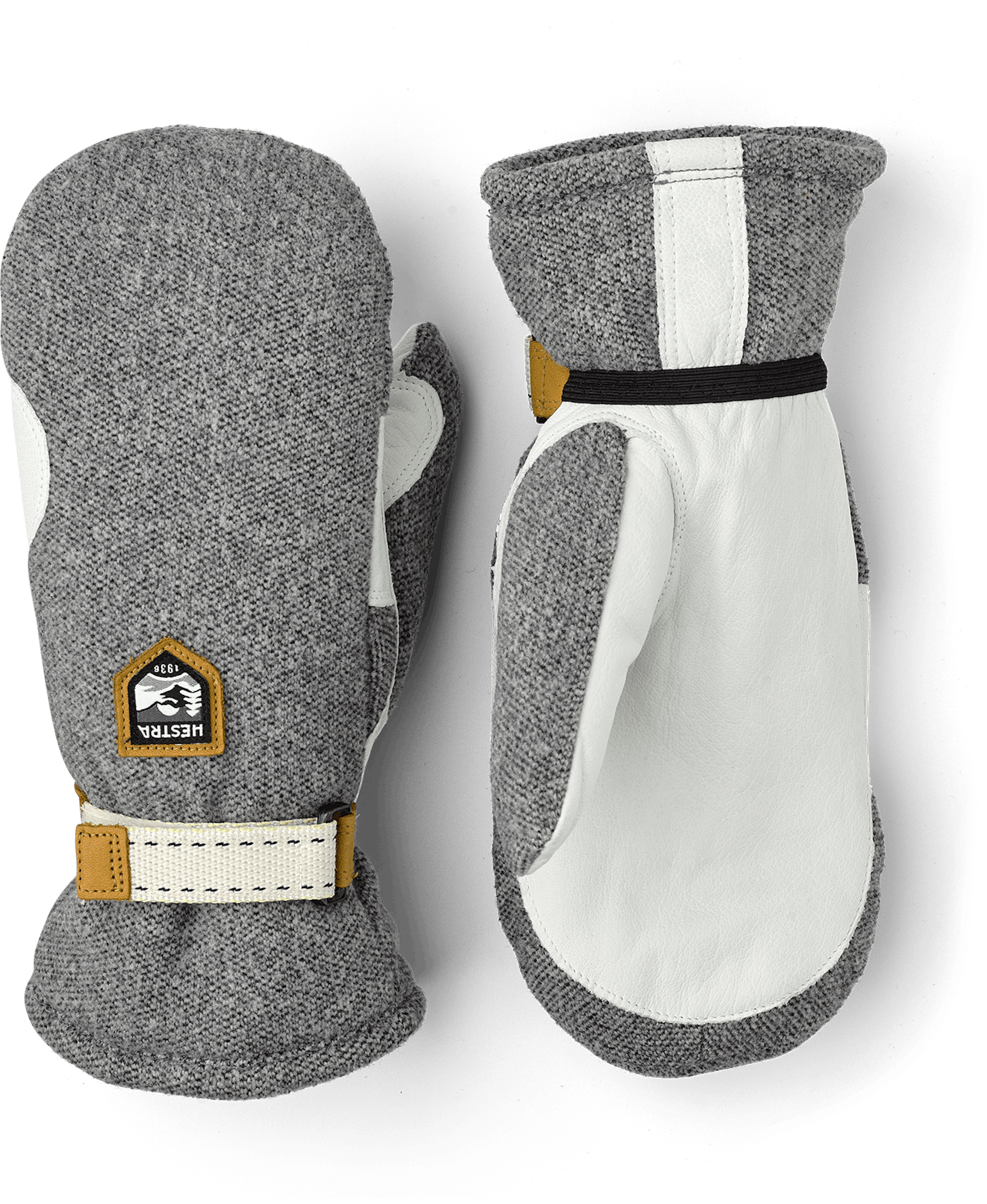 Grauer Fausthandschuh mit weißem Ziegenleder an der Innenhand und verstellbarem Handgelenkverschluss  (1 oder 8)