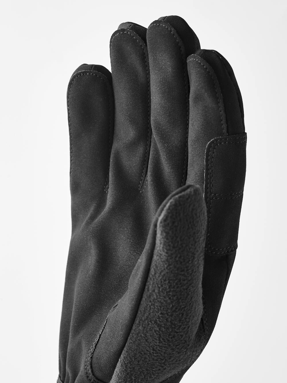 Pink and black fabric cross-country ski glove with black synthetic suede palm (5 of 10)