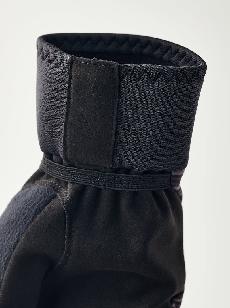 Black and gray fabric cross-country ski glove with black synthetic suede palm (4 of 5)