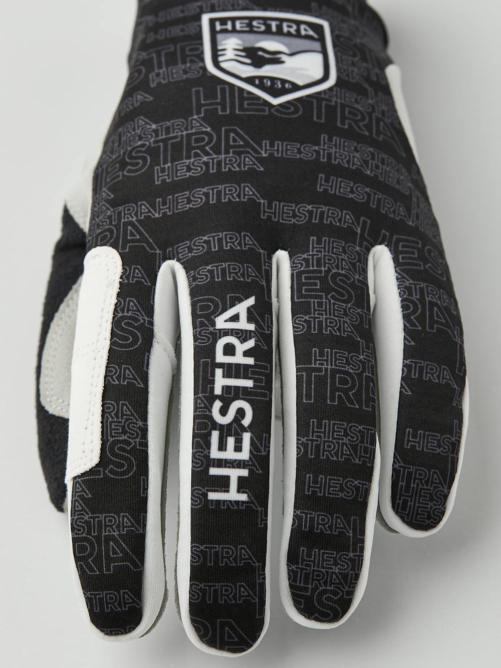 Black fabric cross-country ski glove with gray synthetic suede palm (3 of 4)