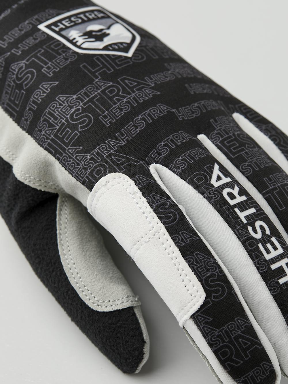 Black fabric cross-country ski glove with gray synthetic suede palm (4 of 4)