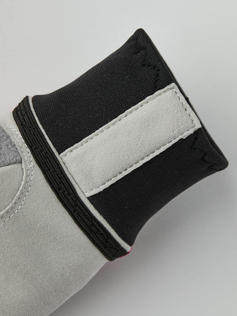 Pink fabric cross-country ski glove with gray synthetic suede palm (4 of 5)