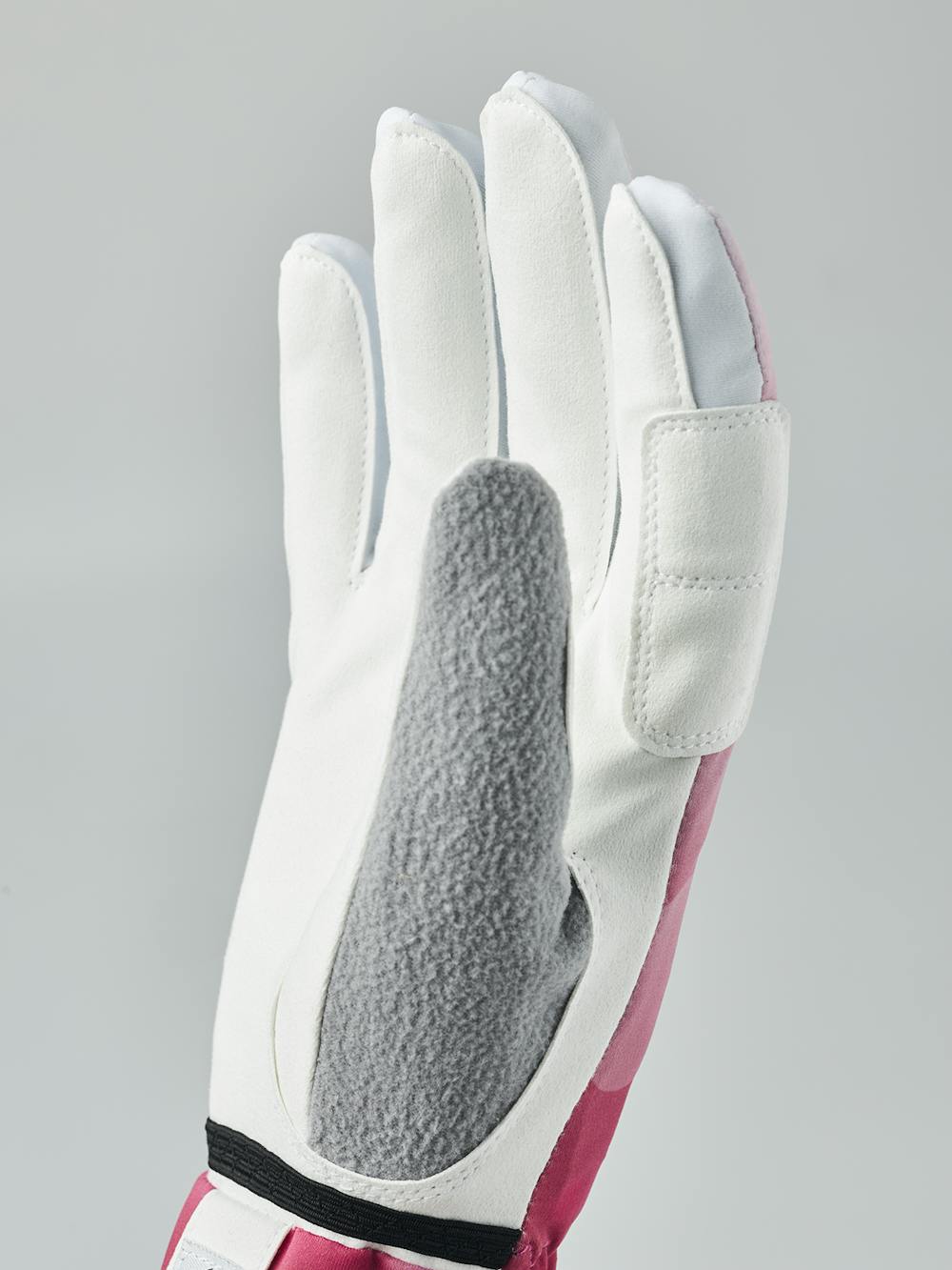 Pink cross-country ski glove with white synthetic suede palm (2 of 7)