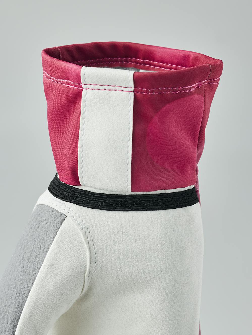 Pink cross-country ski glove with white synthetic suede palm (5 of 7)