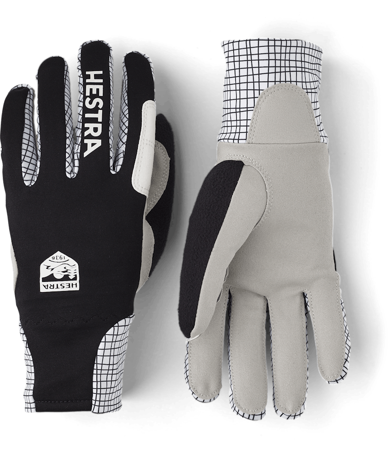 Black fabric cross-country ski glove with gray synthetic suede palm (1 of 5)