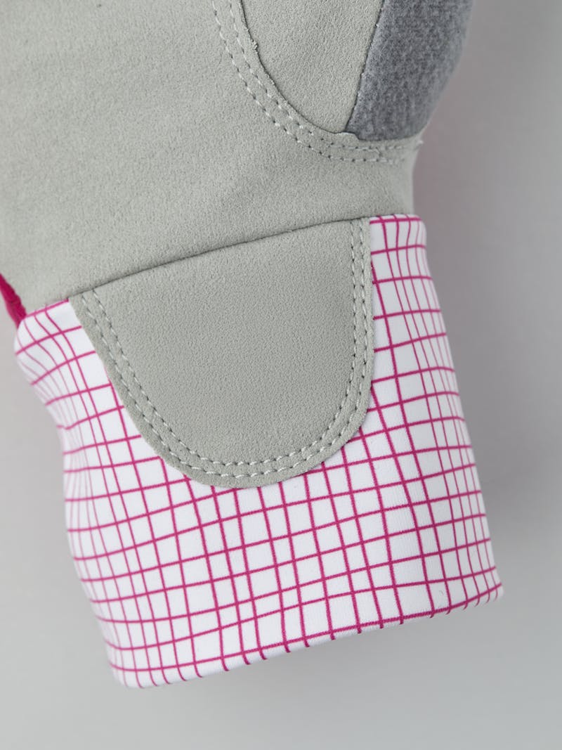 White fabric cross-country ski glove with gray synthetic suede palm (5 of 5)