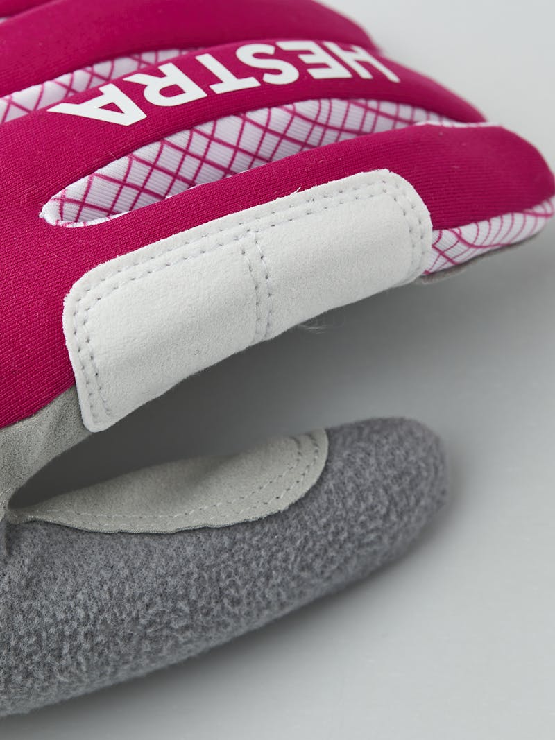 White fabric cross-country ski glove with gray synthetic suede palm (3 of 5)