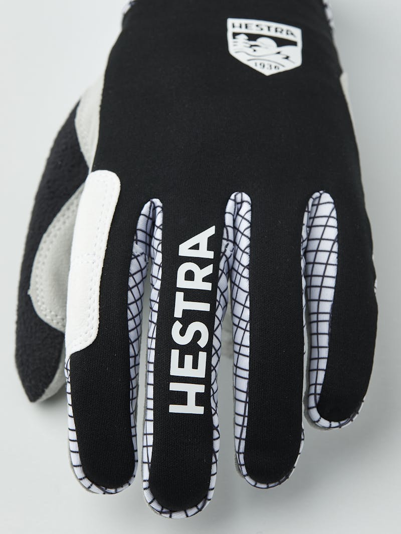 Black fabric cross-country ski glove with gray synthetic suede palm (3 of 5)