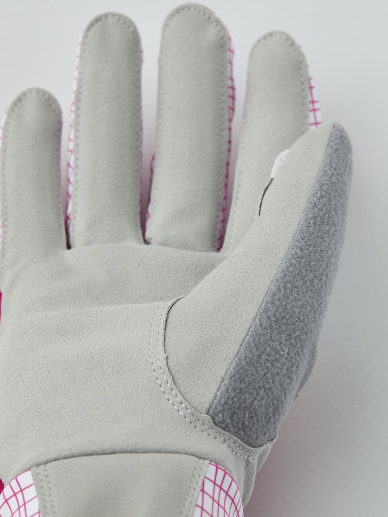 White fabric cross-country ski glove with gray synthetic suede palm (4 of 5)