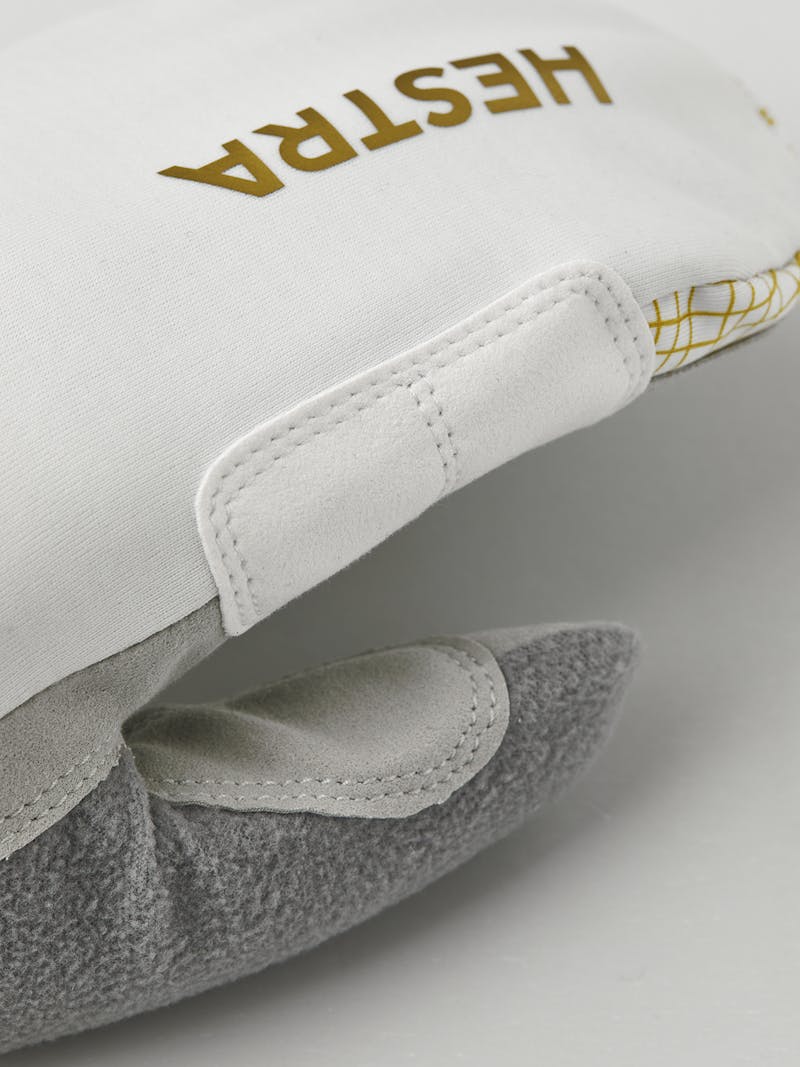 White fabric mitten with gray synthetic suede palm (2 of 5)