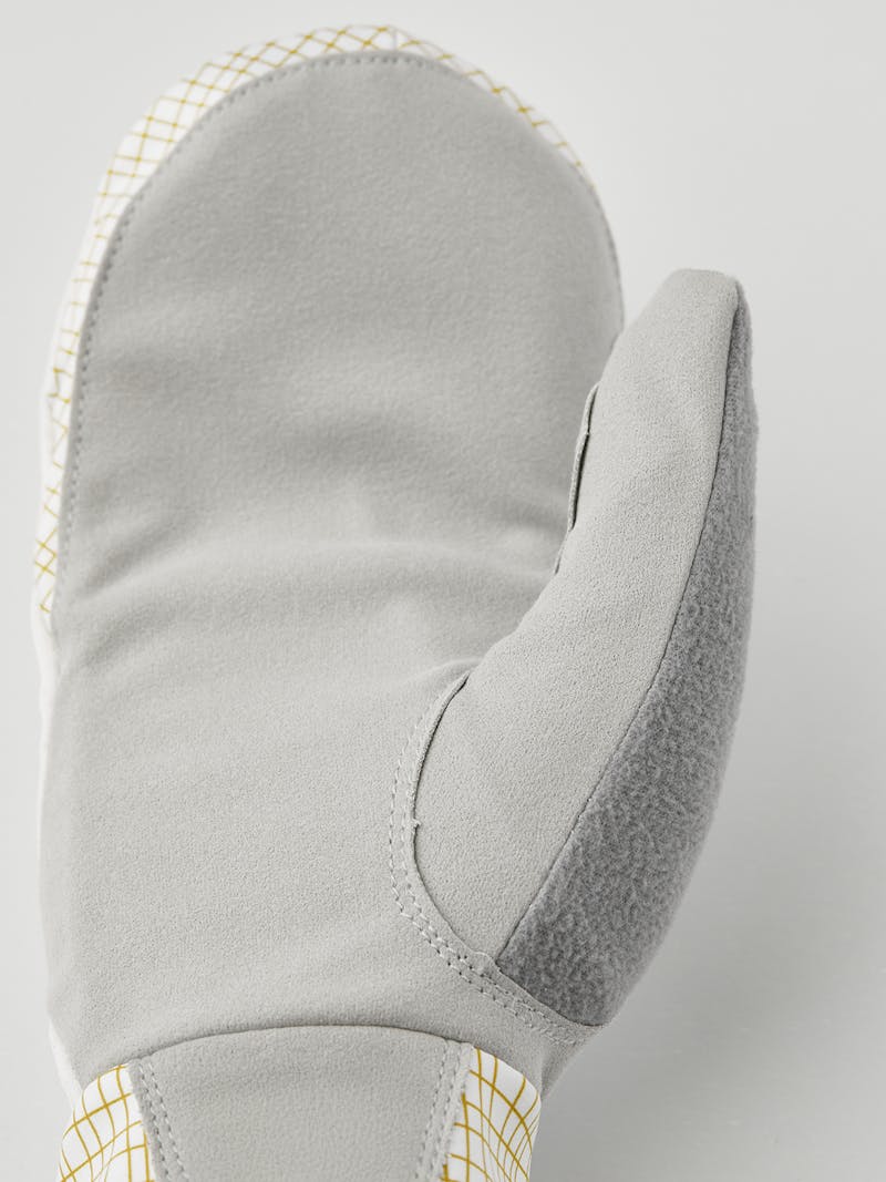 White fabric mitten with gray synthetic suede palm (4 of 5)