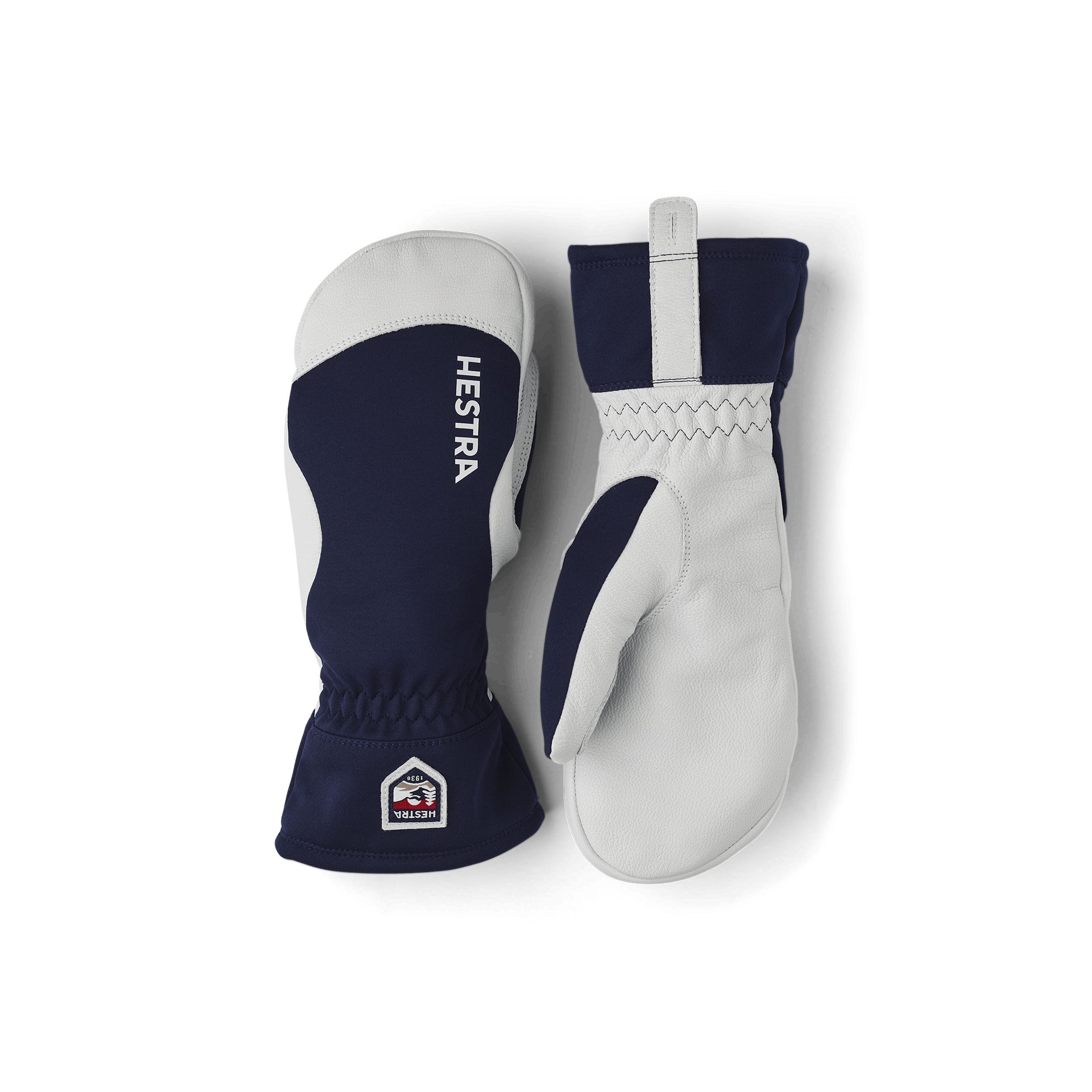 Dark blue mitten with light gray goat leather palm (1 of 4)