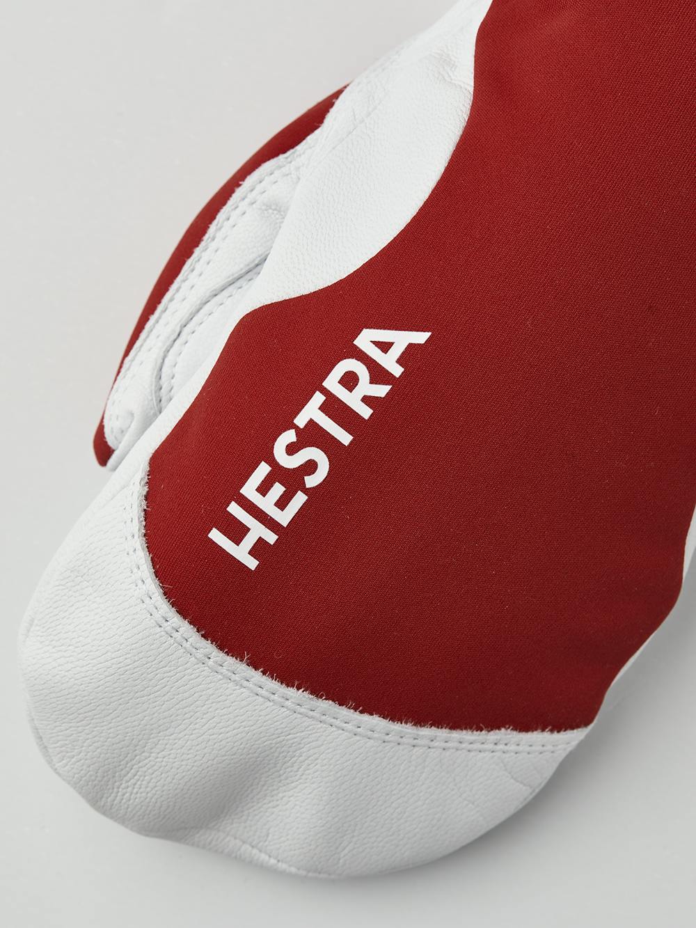 Red mitten with light gray goat leather palm (4 of 4)