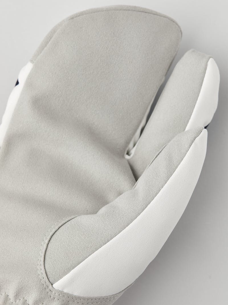 Blue and red fabric three finger glove with gray synthetic suede palm  (5 of 5)