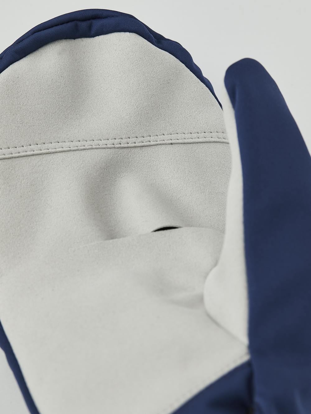 Dark blue fabric shell mitten with gray synthetic suede palm (3 of 6)