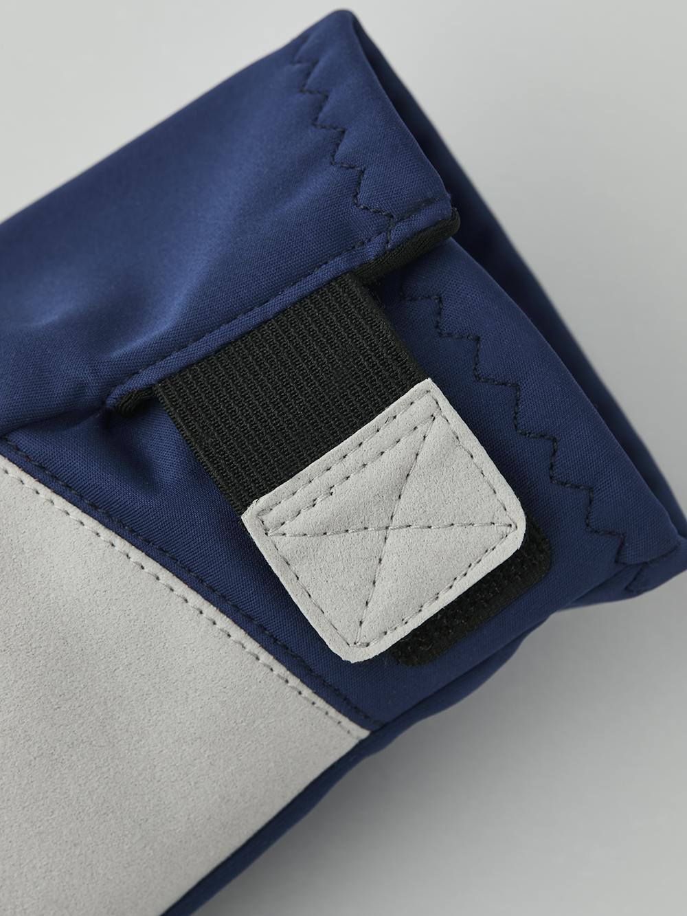 Dark blue fabric shell mitten with gray synthetic suede palm (2 of 6)