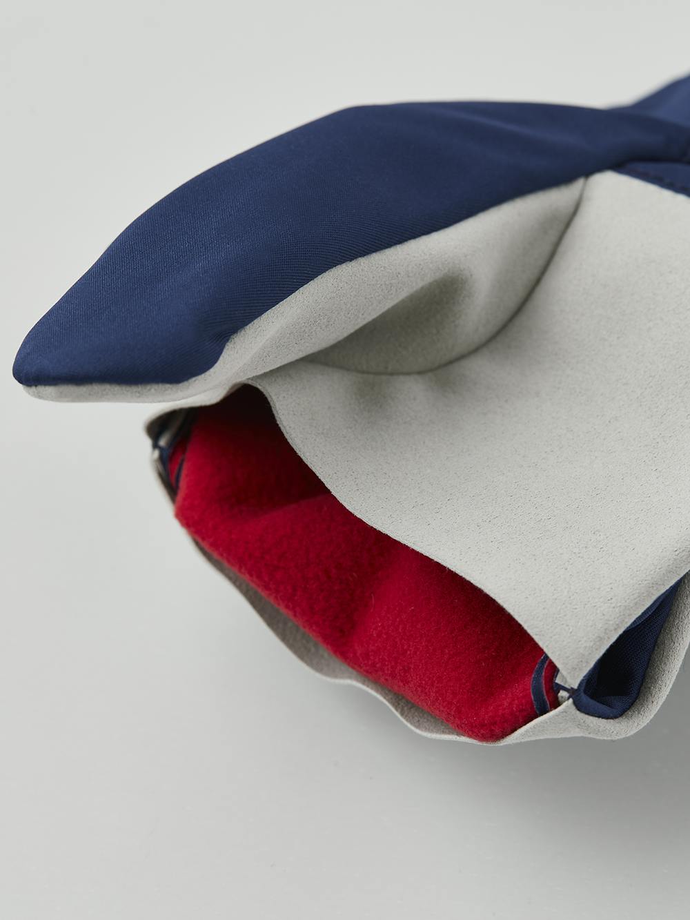 Dark blue fabric shell mitten with gray synthetic suede palm (4 of 6)