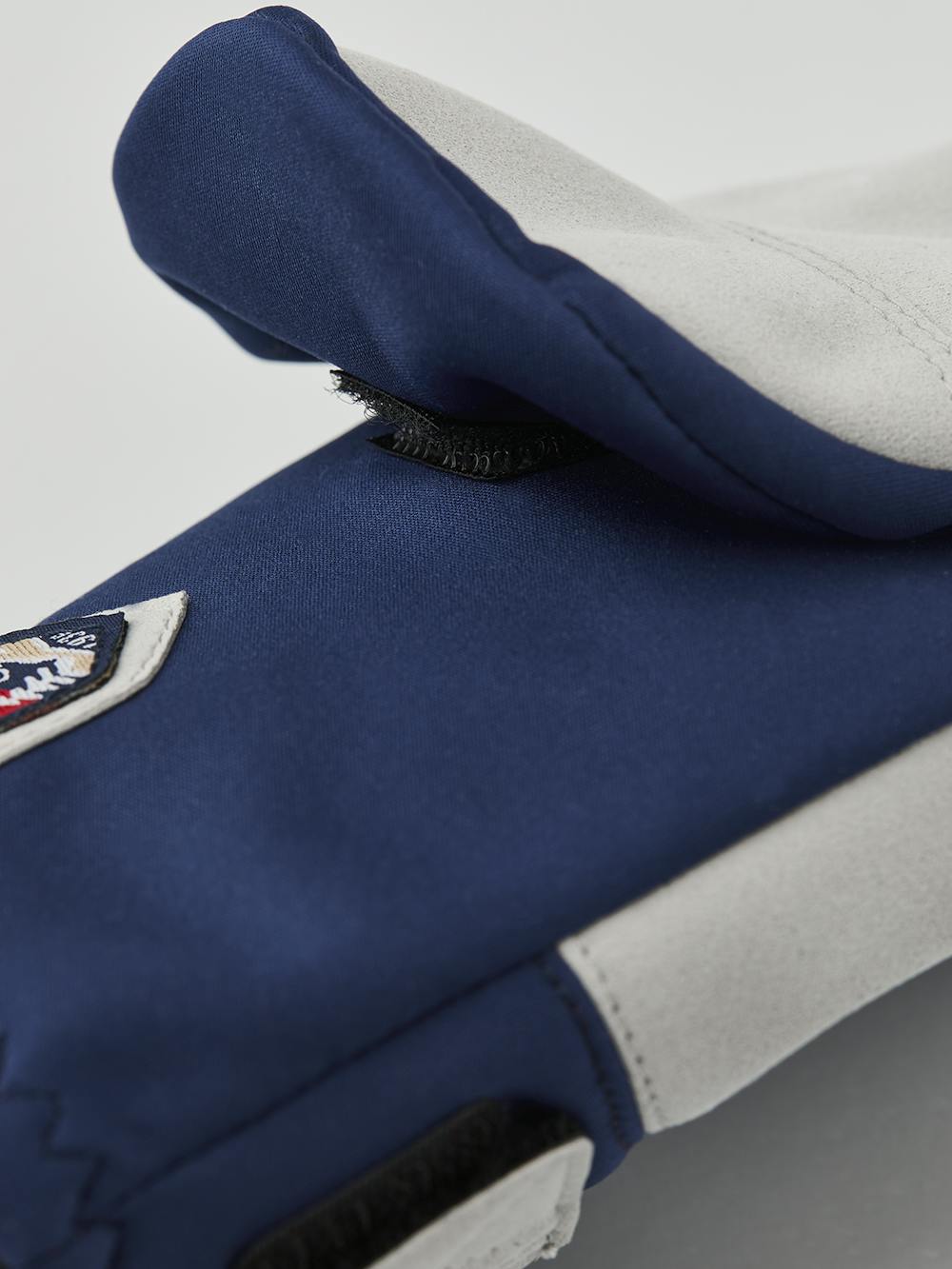 Dark blue fabric shell mitten with gray synthetic suede palm (5 of 6)