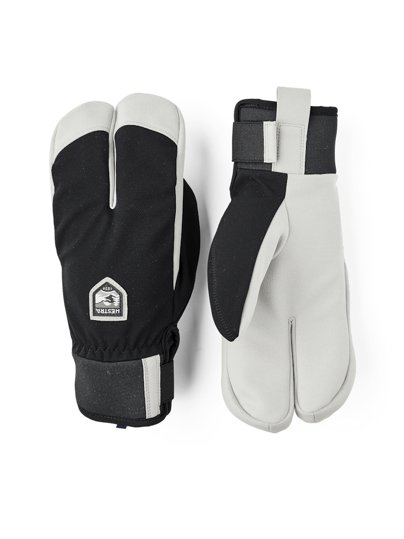 Black fabric lobster glove with gray synthetic suede palm (1 of 5)
